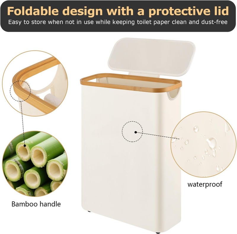 Dotpilgo Extra Large Toilet Paper Storage Basket with Lid 49L Slim Toilet Paper Basket Holder Bin Container Organizer for Bathroom Hold up to 20 Regular Rolls or 15 Mega Rolls - Image 3